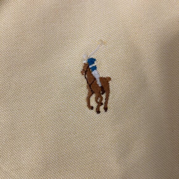 Ralph Lauren Mens XL Yellow Short Sleeve Button Down Classic Logo Cotton - Picture 2 of 9